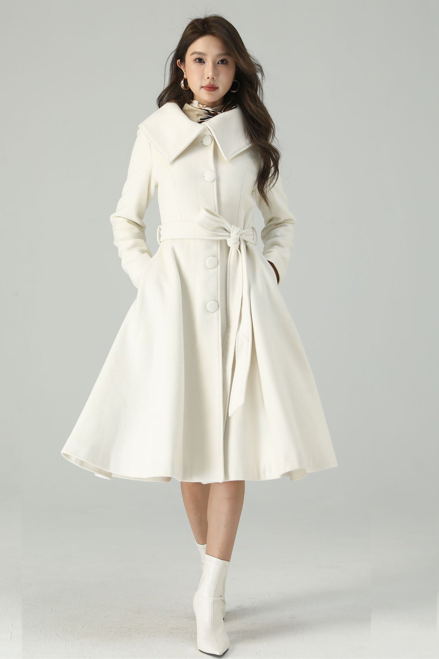 White Long Wool Princess Winter Coat 4520