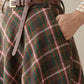 A line long wool plaid skirt women 4620