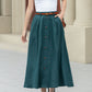 Dark Green Midi skirt with pockets 4970