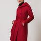 Women's Hooded Wool Coat - Double Breasted Red Winter Coat 5612