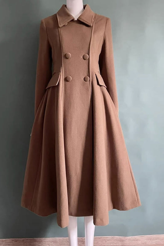 Fit and flare warm winter wool coat women 4431