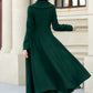 Green long double breasted winter wool coat 5452