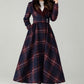 Plaid Hooded Wool Coat – A-Line Long Winter Coat with Contrast Lapel | Xiaolizi 6570