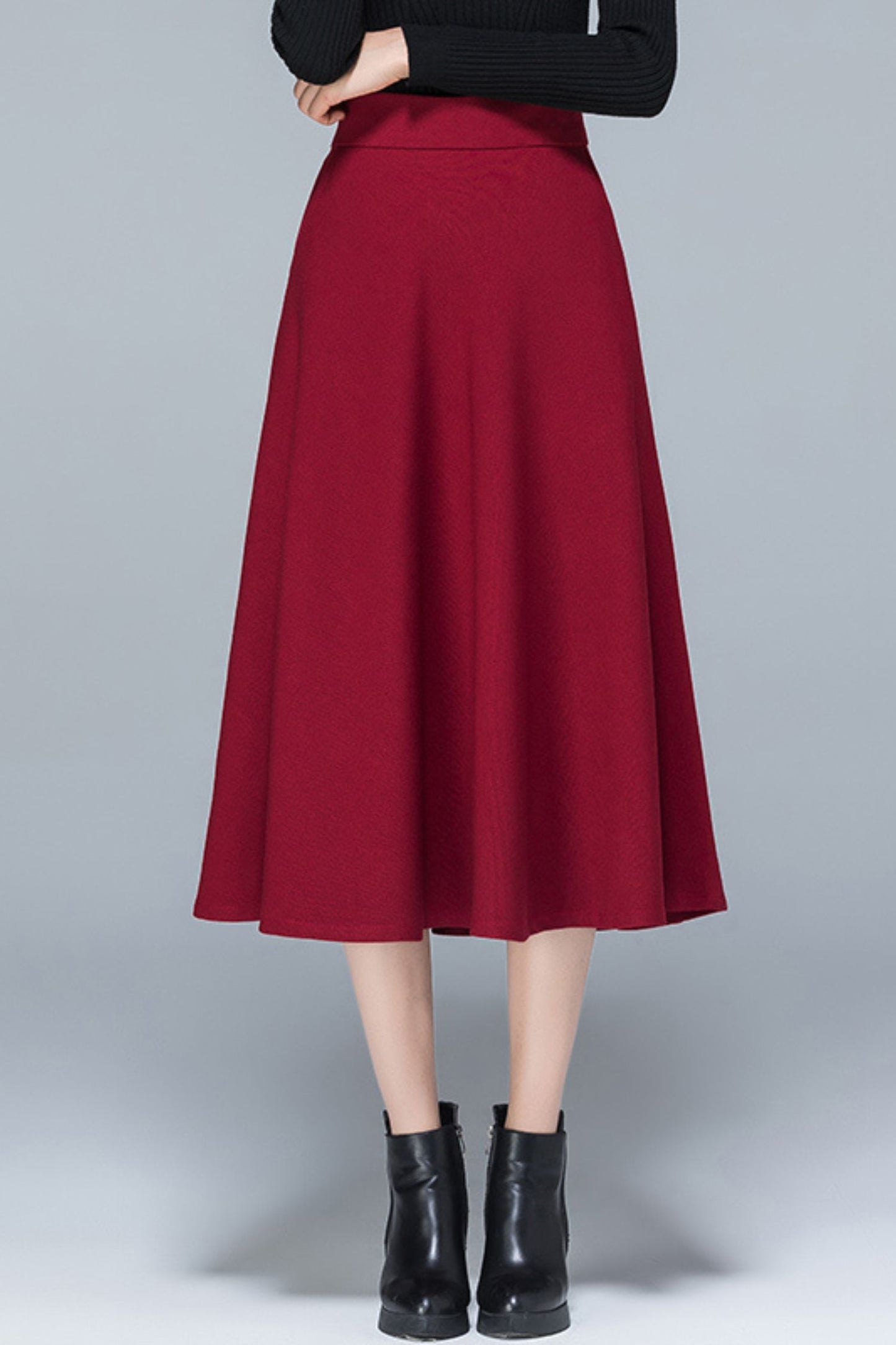 High waist midi autumn skirt women 6196