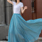 Long cotton swing blue summer skirt 4412