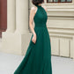 Dark green maxi halter summer party dress 5172