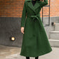 Dark Green Wool Coat – Vintage Double Breasted Winter Maxi | Xiaolizi 2842
