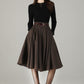 Vintage Wool Blend Circle Skirt – Handmade Knee Length Winter Skirt with Pockets | Xiaolizi 6499