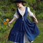 Blue Summer Linen Pinafore Apron Dress 5213