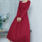 Vintage Inspired Wine Red Linen Dress 3370