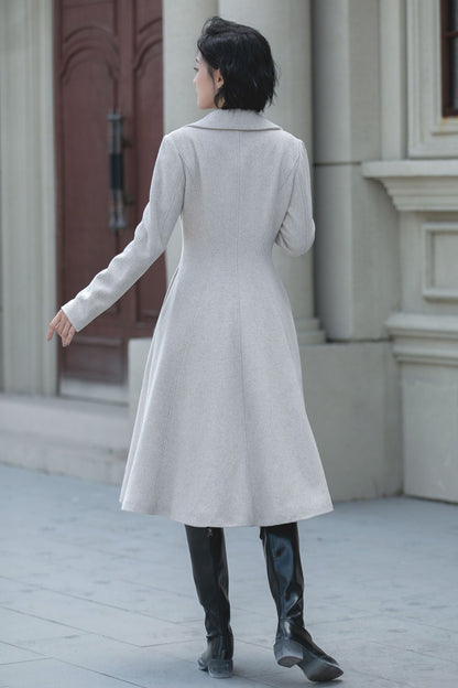 Vintage Wool Blend Coat – Handmade Winter Overcoat with Lining 5456