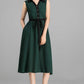 Sleeveless green linen shirt dress women 2362