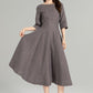 Swing summer linen dresses women 4961