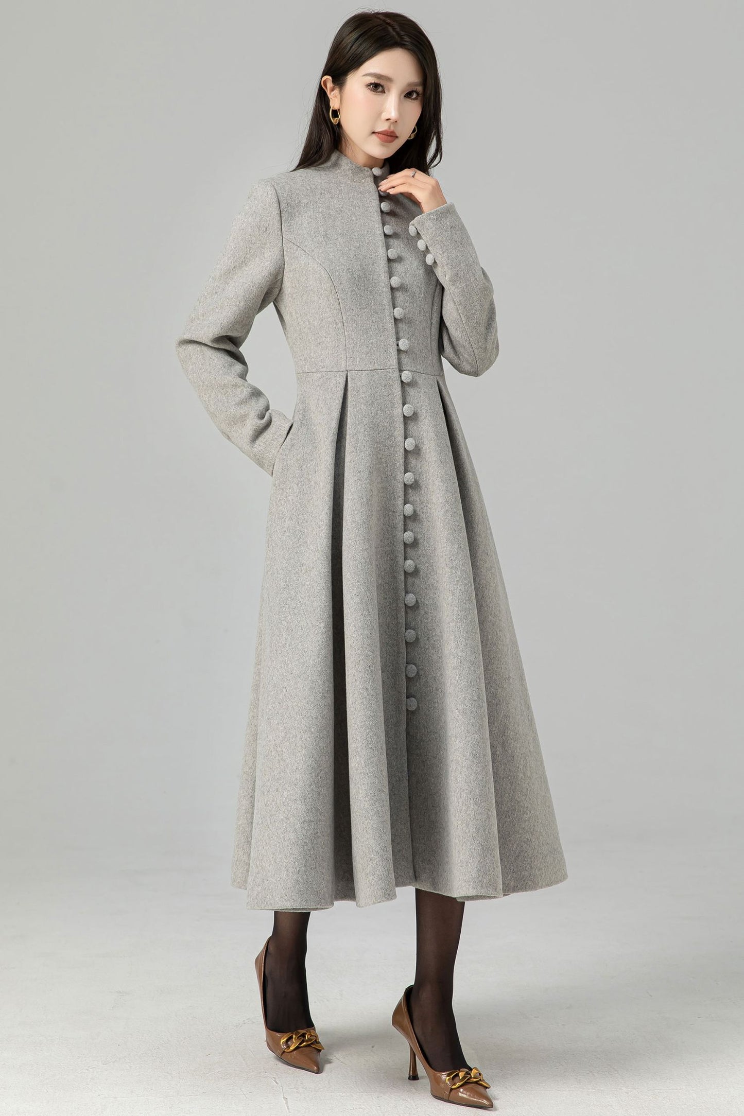 Single breasted A Line wool coat 4686