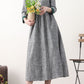 Loose fitting patchwork gray linen dress 2578