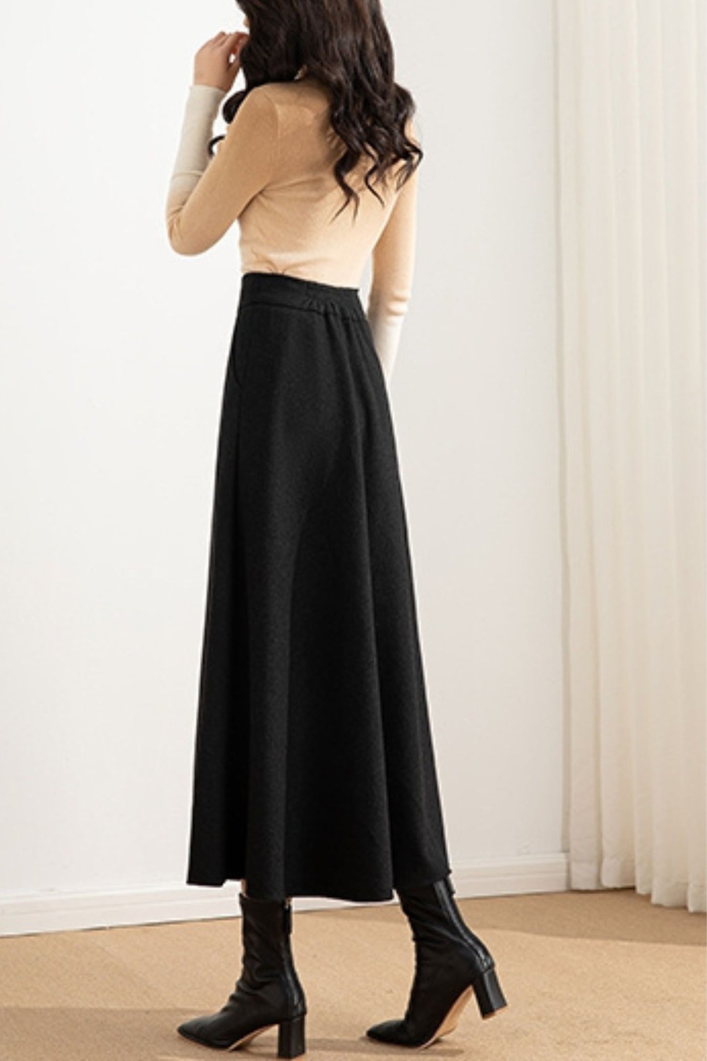 A line winter wool skirt women 6215