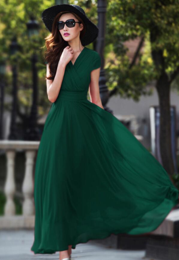 Elegant Chiffon Maxi Dress Wedding Guest & Vacation Gown 2618-4 Red / XL Elegant Chiffon Maxi Dress Wedding Guest & Vacation Gown 2618-4 Red / XL