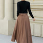 Brown button front a line wool skirt 5453