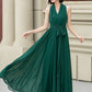 Green maxi halter chiffon party dress 5175