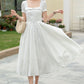 White Linen Midi swing Dress 5980