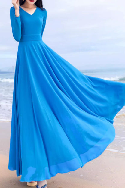 Swing a line summer maxi chiffon dress 5159