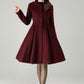 Hooded Burgundy Wool Coat – Vintage Fit & Flare Short Winter Coat | Xiaolizi 6572