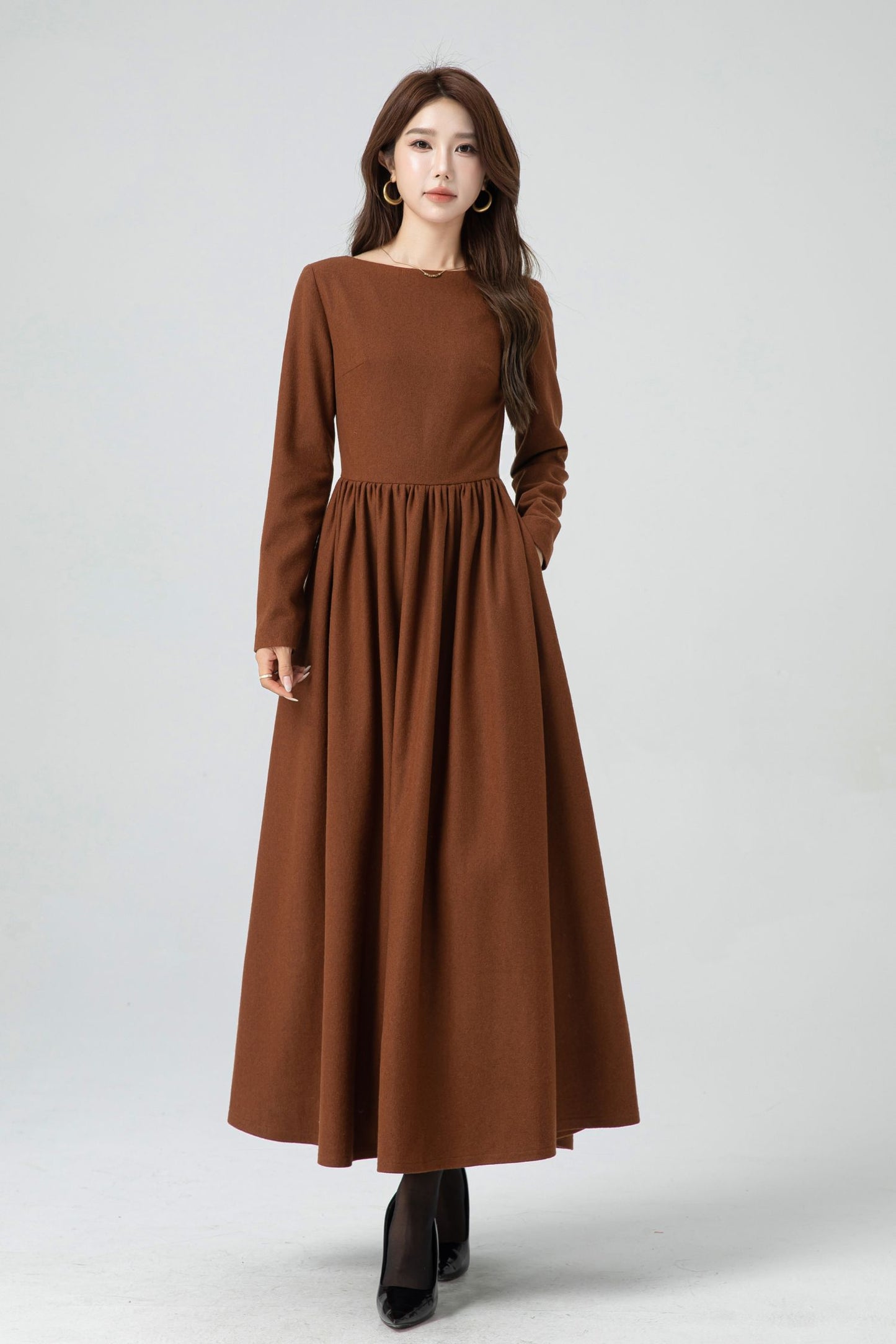 Wool maxi winter womens dresses 5305