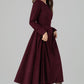 Burgundy Wool Dress – Handmade Long Sleeve Fit & Flare Winter Midi | Xiaolizi 6392