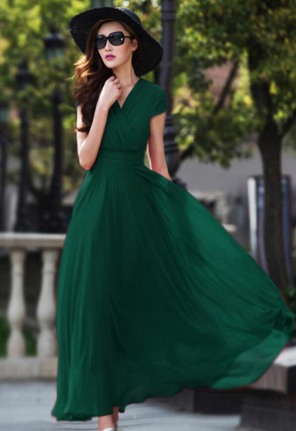 Elegant Chiffon Maxi Dress – Empire Waist Wedding Guest & Vacation Gown 2618-4