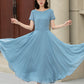 Blue swing midi summer prom chiffon dress 5147