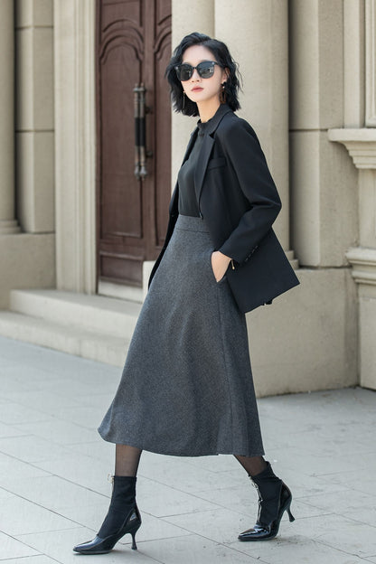 A line wool skirt with pockets 5309
