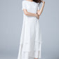 White Linen Plus size summer chiffon dress 1780