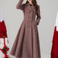 Vintage inspired plaid long wool coat 4614