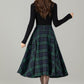 Xiaolizi Plaid Wool-Blend Pleated A-Line Midi Skirt – Plus-Size Winter 6502