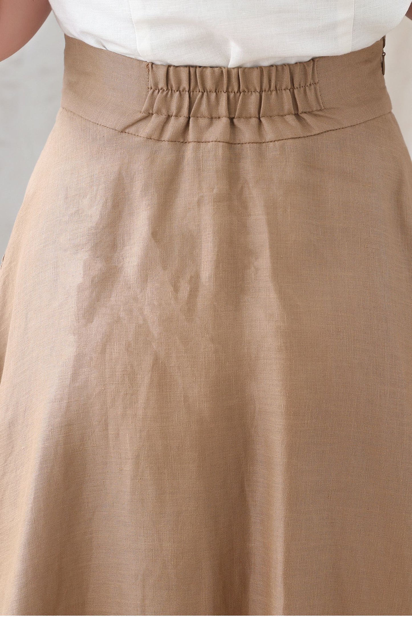 Women Linen A Line Long Skirt 3334