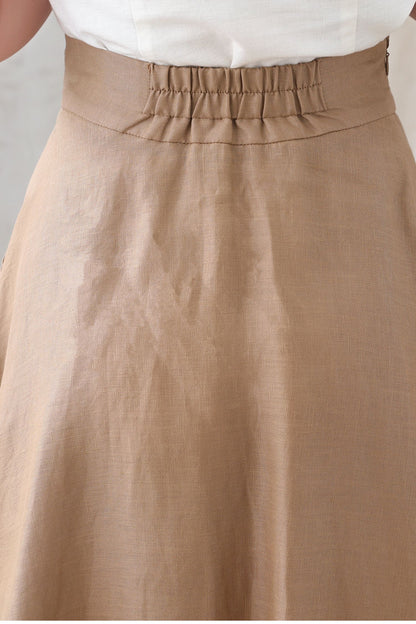 Handmade Women Linen A Line Long Skirt 3334