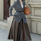 Brown classic faux leather skirt 5312