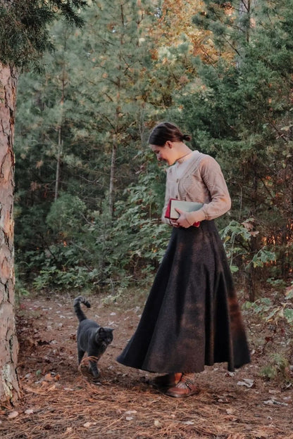 Plaid Wool Maxi Skirt - Vintage Inspired Flared Ankle-Length 3120