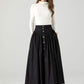 Swing black long pleated wool skirt 4611