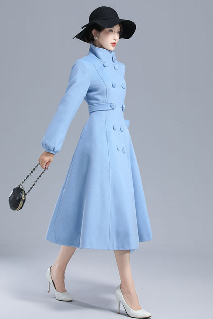 High Neck Warm Winter Wool Coat 3211