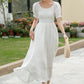 White Linen swing Wedding Dress 5983