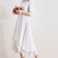 Little white dress with high low hem 2517