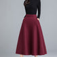 Burgundy Midi Winter Wool Skirt 2490