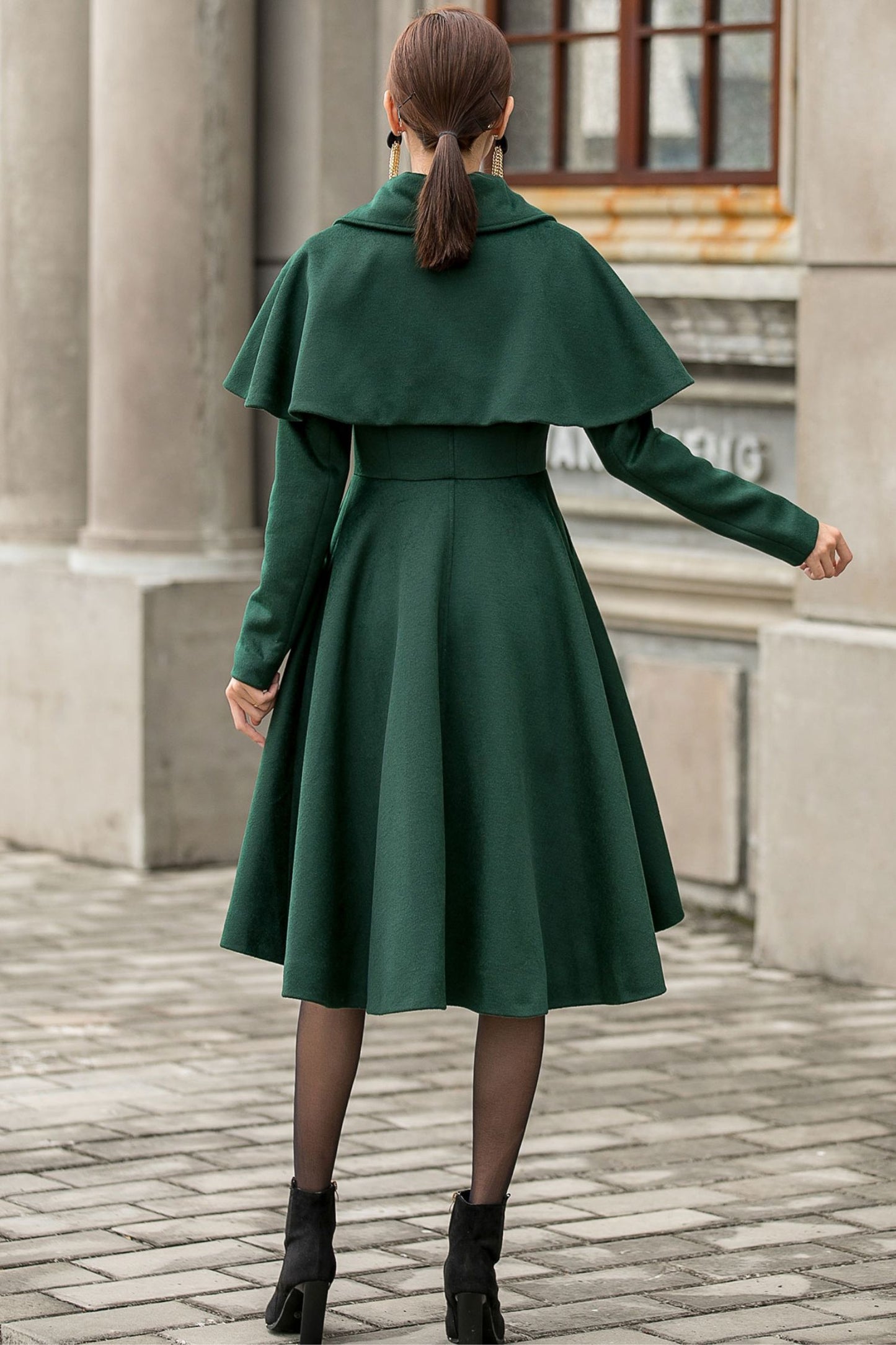 Vintage Inspired Green Winter Wool Coat 3143