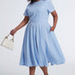 Plus size Blue Linen swing dress 3401