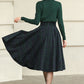 Knee length plaid winter wool skirt 6511