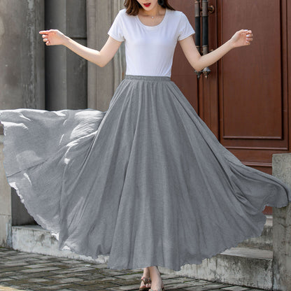 Grey Women Swing long Maxi Skirt 5788