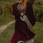 Burgundy Hooded Wool Coat – Handmade Long Belted Wool Winter Overcoat for Women 6546