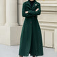 Green long wool trench coat women 5350