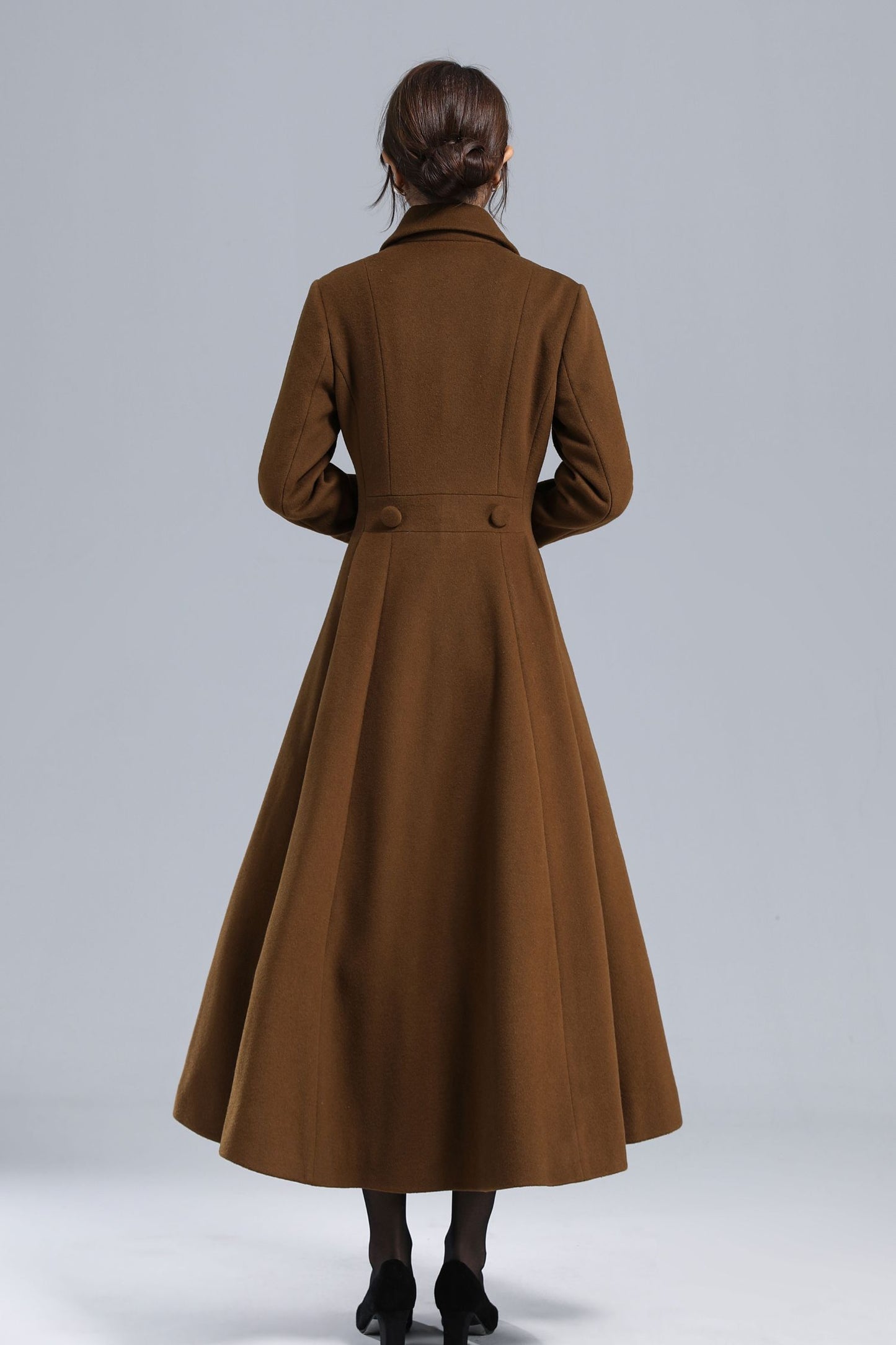 Women's Brown Long Wool Coat 3238